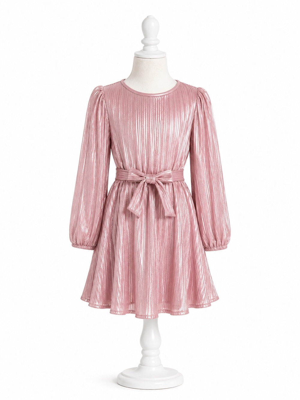 Paper Doll Girls Rose Gold Metallic Pleated Party Dress Size 8